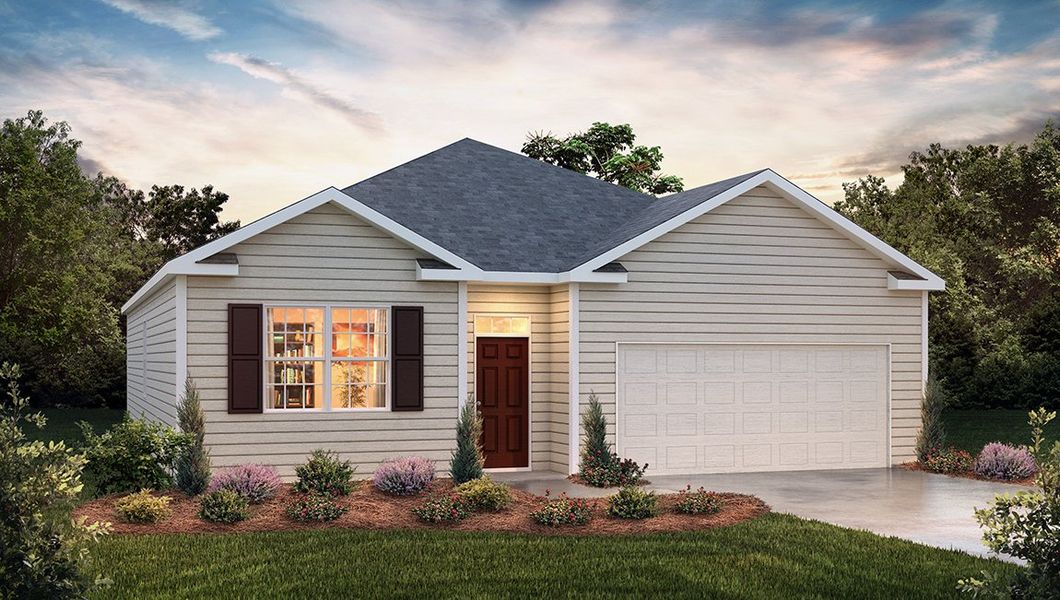 Representative exterior photo of a completed home built from the Cali by D.R. Horton in Woodhaven at Chester, Chester, SC (Image 14).