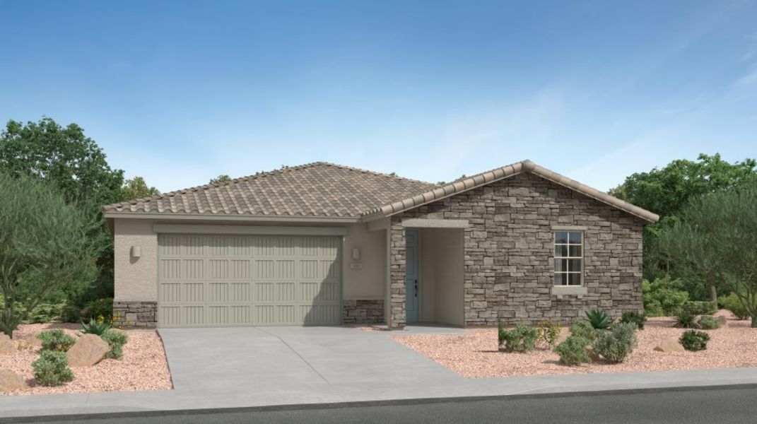 Front exterior of a home in the Mountain View at Rocking K: Mountain View Inspiration community, located in Vail, AZ (Image 4).