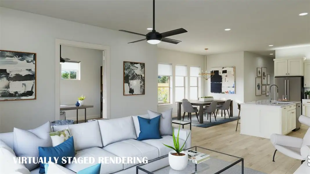 With a fantastic open concept layout, the main level of our Laurent plan was designed for entertaining! VIRTUALLY STAGED RENDERING With a fantastic open concept layout, the main level of our Laurent plan was designed for entertaining! VIRTUALLY STAGED RENDERING