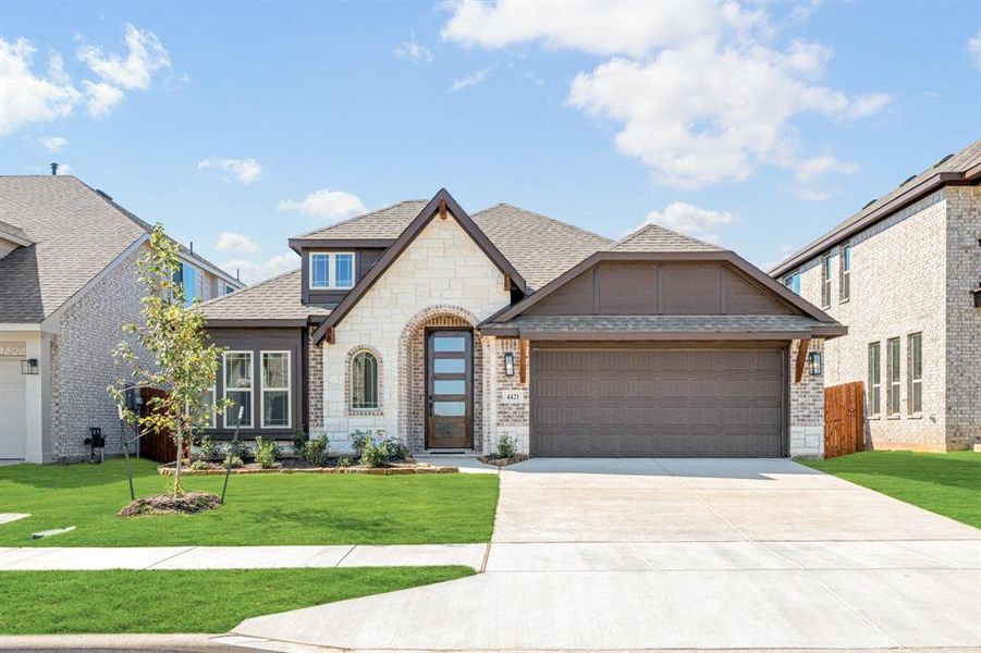 Front exterior of a new home in Hulen Trails Classic 50, Fort Worth, TX, highlighting curb appeal (Image 2). Front exterior of a new home in Hulen Trails Classic 50, Fort Worth, TX, highlighting curb appeal (Image 2).