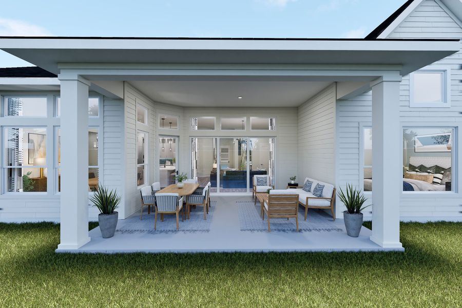 Representative exterior details of a home built from the The Brooke by David Weekley Homes in Kissing Tree – Vista Series, San Marcos (Image 4).