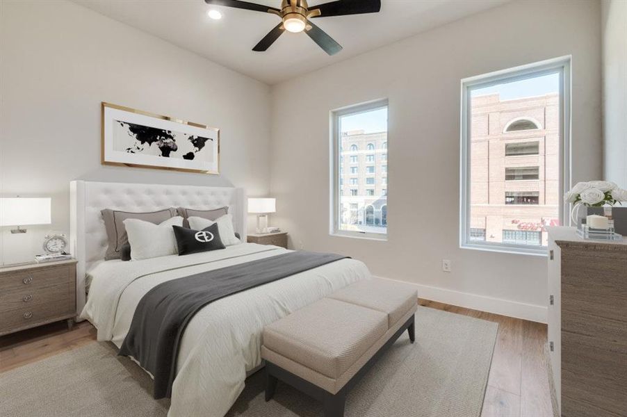 Virtually staged bedroom, makes a great office space