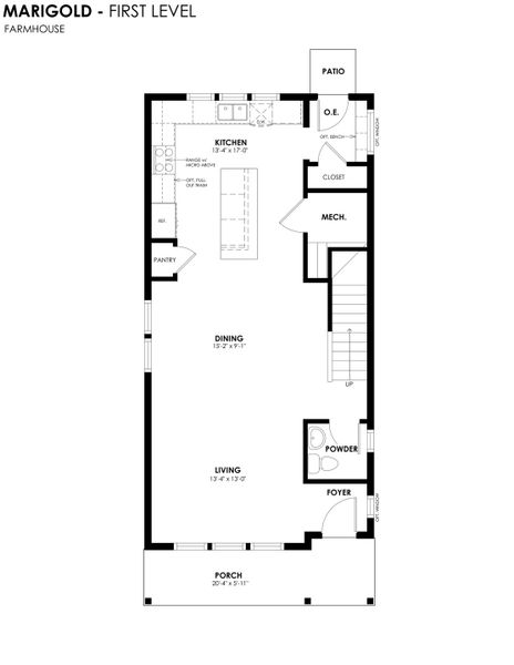 2D floor plan layout for the Marigold by Hartford Homes in Bloom, Fort Collins, CO (Image 7).