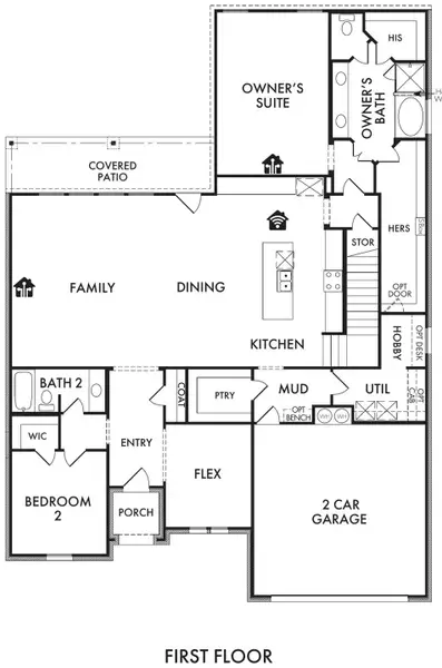 2D floor plan layout for the Thornbury by Impression Homes in Still Water Lake Estates, Godley, TX (Image 3). 2D floor plan layout for the Thornbury by Impression Homes in Still Water Lake Estates, Godley, TX (Image 3).