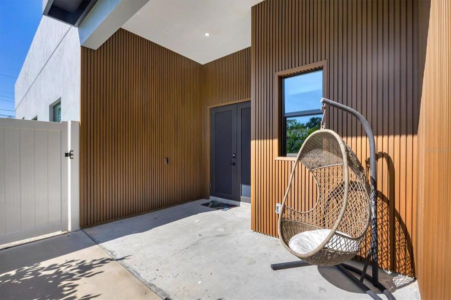 Exterior details and patio area of a home in , Sarasota (Image 2).