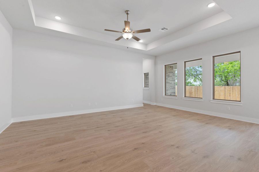 Family Room with tray ceiling Family Room with tray ceiling