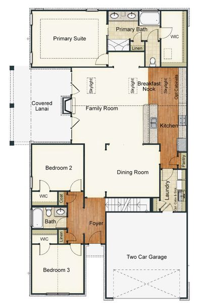 2D floor plan layout for the Manhattan by Keystone Homes NC in Weybridge, Burlington, NC (Image 6).