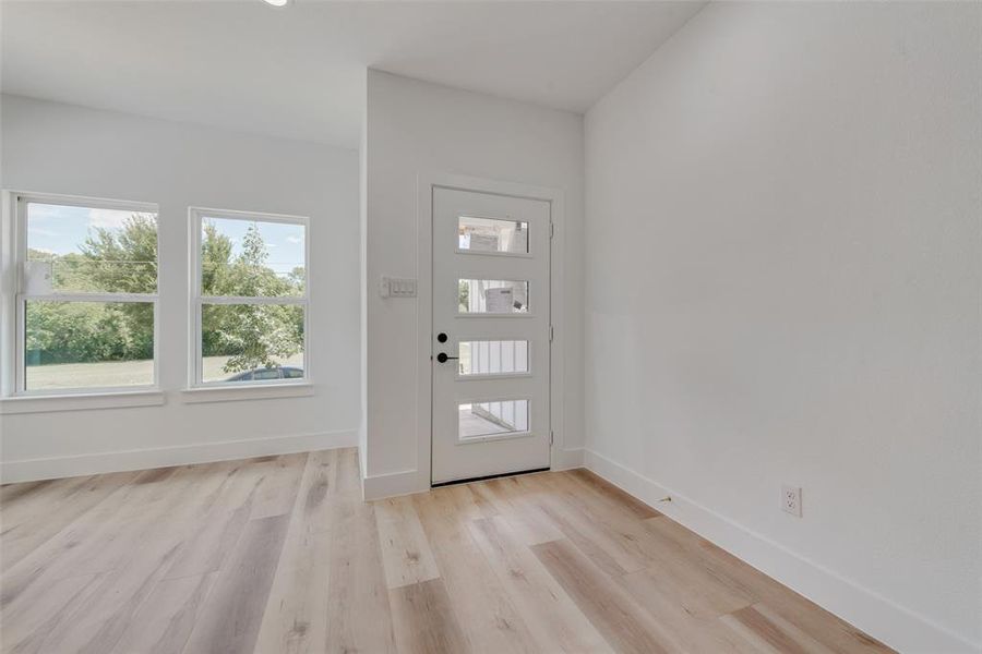 Entryway featuring light wood-type flooring