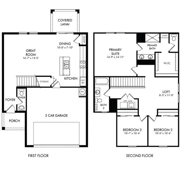 2D floor plan layout for the Rainier by Meritage Homes in Magnolia Bay - Premier Series, Nokomis, FL (Image 4).