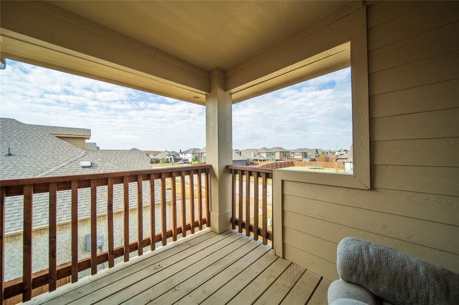 Deck with a residential view Deck with a residential view