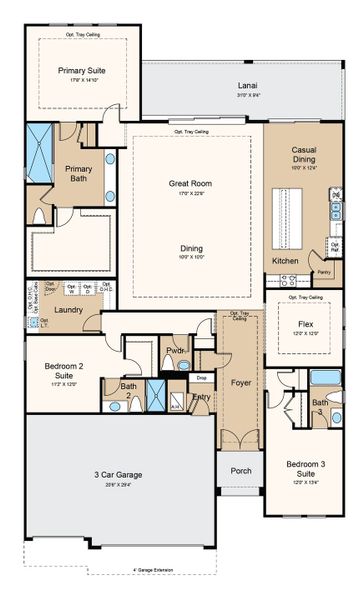 2D floor plan layout of this home in Esplanade at St. Marys, St. Marys, GA (Image 3).