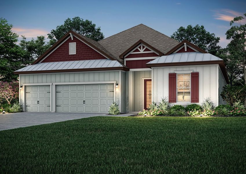 Palm Beach dusk exterior elevation. Palm Beach dusk exterior elevation.