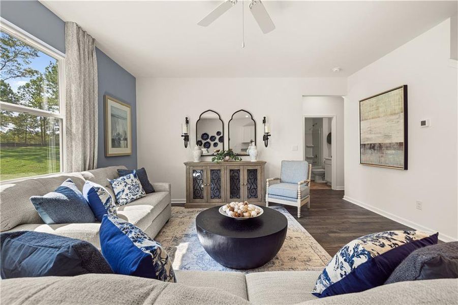 Furnished interior view inside a new home in Kingston Ranch at Lake Oconee, Buckhead (Image 14). Furnished interior view inside a new home in Kingston Ranch at Lake Oconee, Buckhead (Image 14).