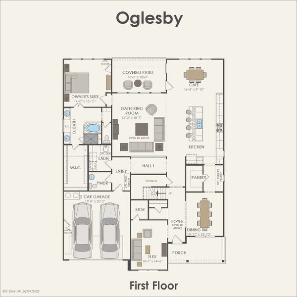 2D floor plan layout for the Oglesby by Pulte Homes in Katy Court, Katy, TX (Image 3). 2D floor plan layout for the Oglesby by Pulte Homes in Katy Court, Katy, TX (Image 3).