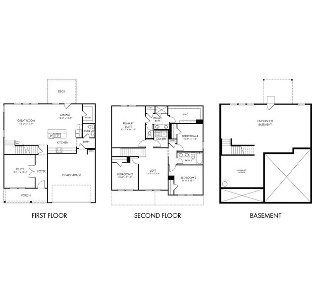 2D floor plan layout for the Brentwood Basement by Meritage Homes in Harmony Manor, Fairburn, GA (Image 3).