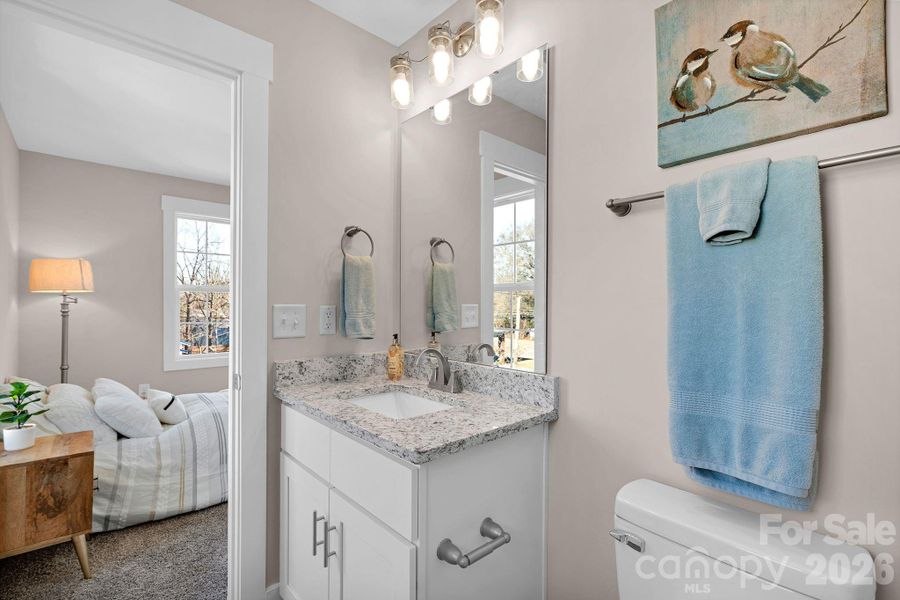 Primary bathroom offers everyday comfort and convenience.