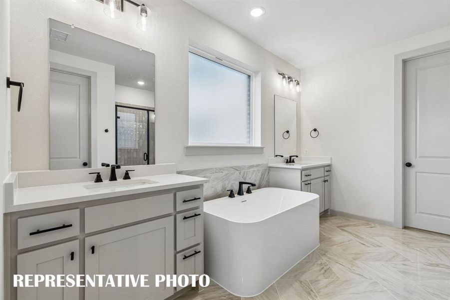 You'll enjoy ample room for two in this wonderfully designed owner's bath. REPRESENTATIVE PHOTO You'll enjoy ample room for two in this wonderfully designed owner's bath. REPRESENTATIVE PHOTO