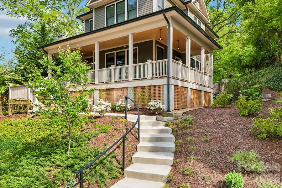Exterior details and patio area of a home in , Asheville (Image 22).