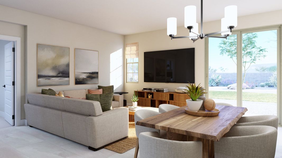 Great Room & Dining Room | Mariposa | Mira Vista at Victory in Buckeye, AZ by Landsea Homes