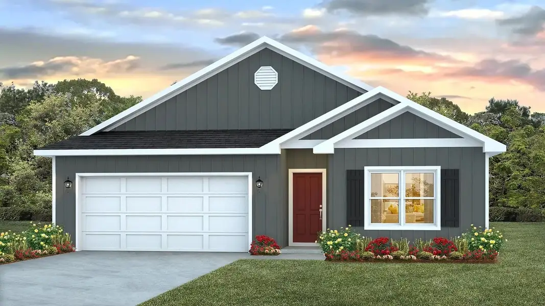 Front exterior of a new home in Titus Park, Panama City, FL, highlighting curb appeal (Image 1). Front exterior of a new home in Titus Park, Panama City, FL, highlighting curb appeal (Image 1).