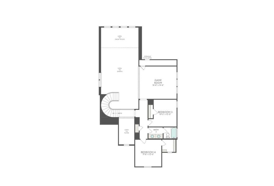 2D floor plan layout for the Whimbrel by Tri Pointe Homes in Oakhill Reserve, Tomball, TX (Image 5).