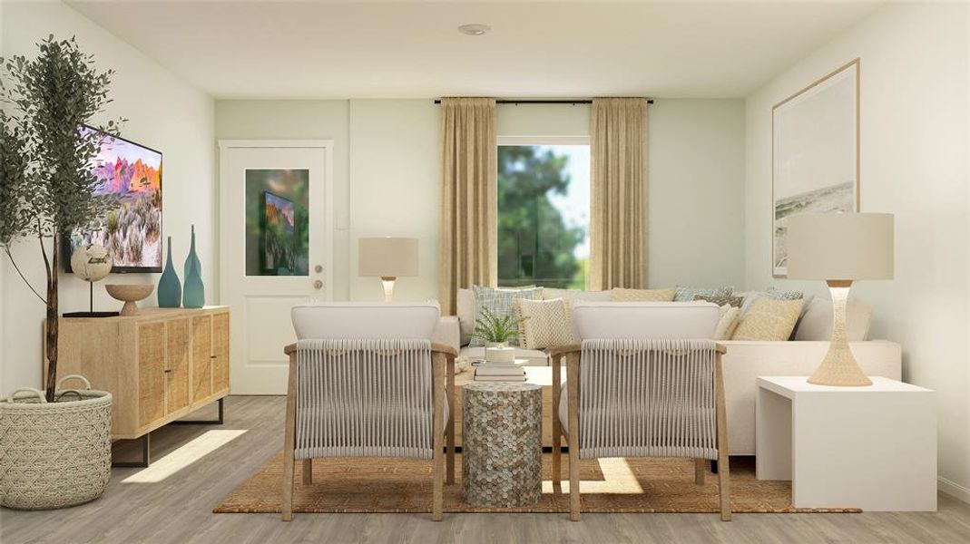 Sitting room featuring hardwood / wood-style flooring