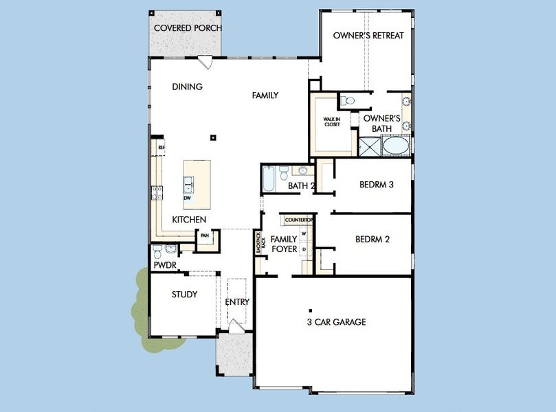 2D floor plan layout for the The Flower Mound by David Weekley Homes in Windsong - Legacy Series, Boerne, TX (Image 3). 2D floor plan layout for the The Flower Mound by David Weekley Homes in Windsong - Legacy Series, Boerne, TX (Image 3).