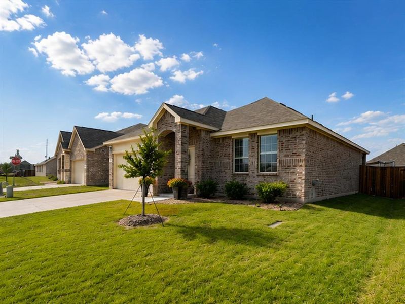 Front exterior of a new home in Bridgewater, Princeton, TX, highlighting curb appeal (Image 2). Front exterior of a new home in Bridgewater, Princeton, TX, highlighting curb appeal (Image 2).