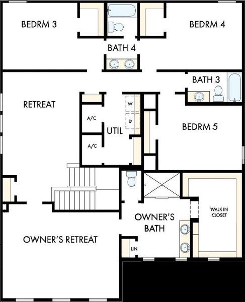 2D floor plan layout of this home in Oakfield at Mount Dora Village Series, Mount Dora, FL (Image 3).