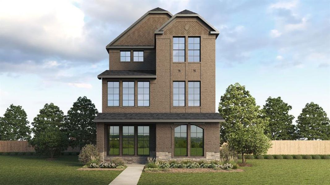 Front exterior of a new home in The Avenue, Allen, TX, highlighting curb appeal (Image 1).