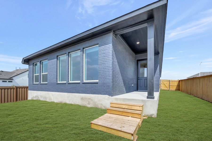 Exterior details and patio area of a home in Mayfair - Select Classic Series, New Braunfels (Image 3).
