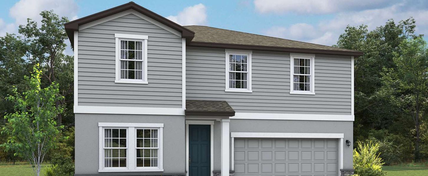 Representative exterior photo of a completed home built from the Tortuga by Ashton Woods in Berry Bay, Wimauma, FL (Image 3). Representative exterior photo of a completed home built from the Tortuga by Ashton Woods in Berry Bay, Wimauma, FL (Image 3).