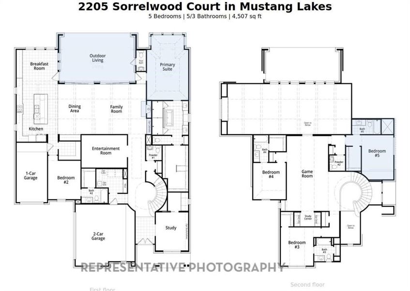 2D floor plan layout of this home in Mustang Lakes: 86ft. lots, Celina, TX (Image 2).