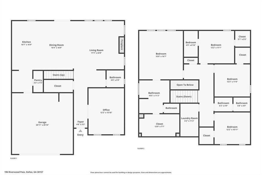 2D floor plan layout of this home in Riverwood, Dallas, GA (Image 6).