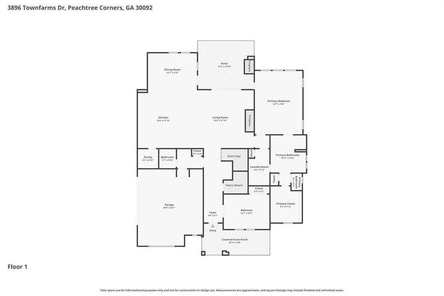 2D floor plan layout of this home in Town Farms, Peachtree Corners, GA (Image 5).