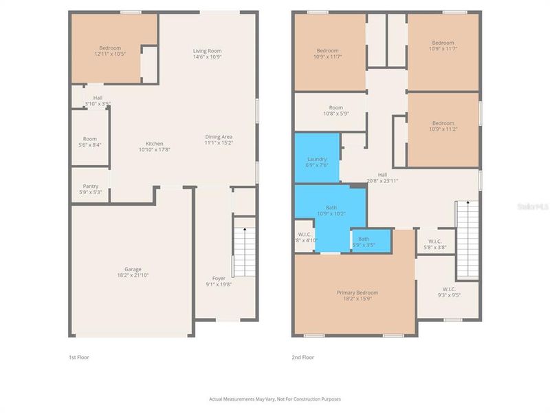 2D floor plan layout of this home in Harvest Ridge, Zephyrhills, FL (Image 6).