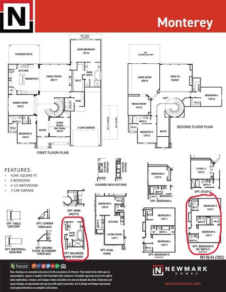 Circled are the floorplan options that are included in the home.