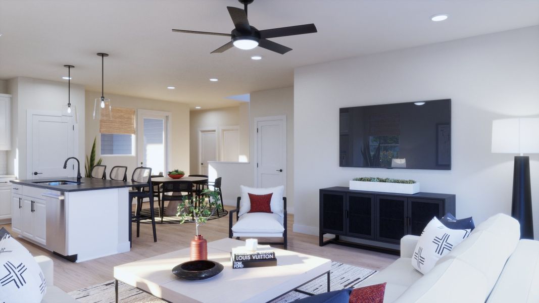Representative furnished interior of a home built from the 3552 by Risewell Homes in Parkton Square, Kyle (Image 5). Representative furnished interior of a home built from the 3552 by Risewell Homes in Parkton Square, Kyle (Image 5).