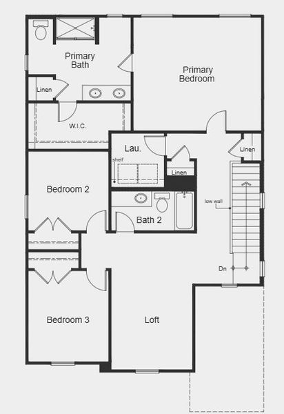 2D floor plan layout for the Plan 2074 by KB Home in Bellina, York, SC (Image 8).