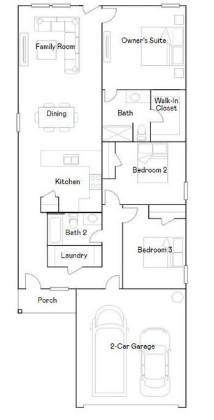 2D floor plan layout of this home in Windrose Green, Angleton, TX (Image 4).