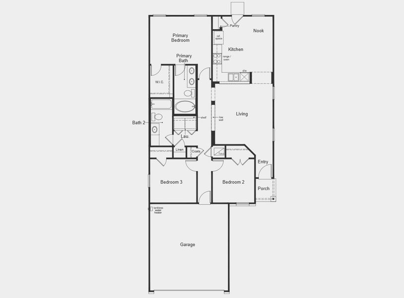 2D floor plan layout for the 1242 by KB Home in Sagecrest Trails, Conroe, TX (Image 3). 2D floor plan layout for the 1242 by KB Home in Sagecrest Trails, Conroe, TX (Image 3).