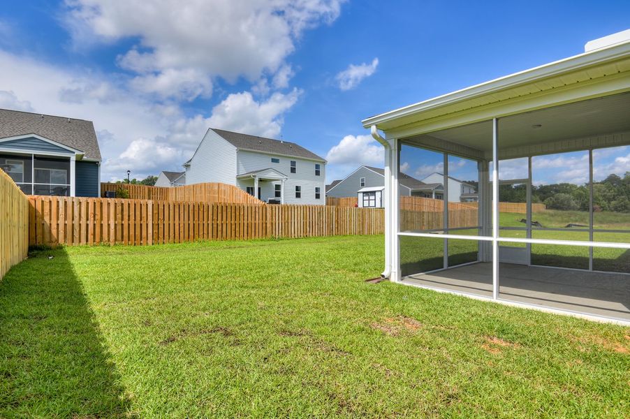 Exterior details and patio area of a home in The Beacon at Old Peachtree Single Family Homes, Lawrenceville (Image 61).