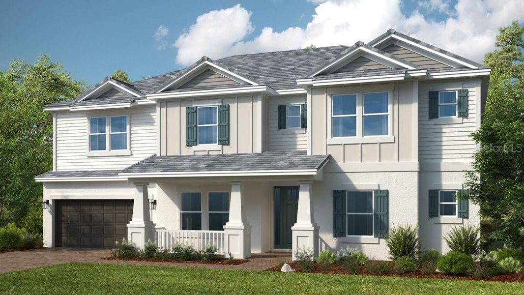 Front exterior of a new home in Victoria Lakes, Odessa, FL, highlighting curb appeal (Image 1). Front exterior of a new home in Victoria Lakes, Odessa, FL, highlighting curb appeal (Image 1).