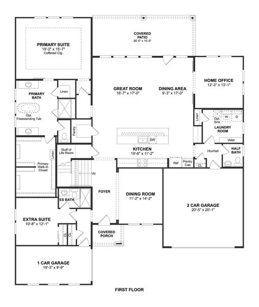 2D floor plan layout for the Little Rock by K. Hovnanian® Homes in Elevon, Lavon, TX (Image 4). 2D floor plan layout for the Little Rock by K. Hovnanian® Homes in Elevon, Lavon, TX (Image 4).