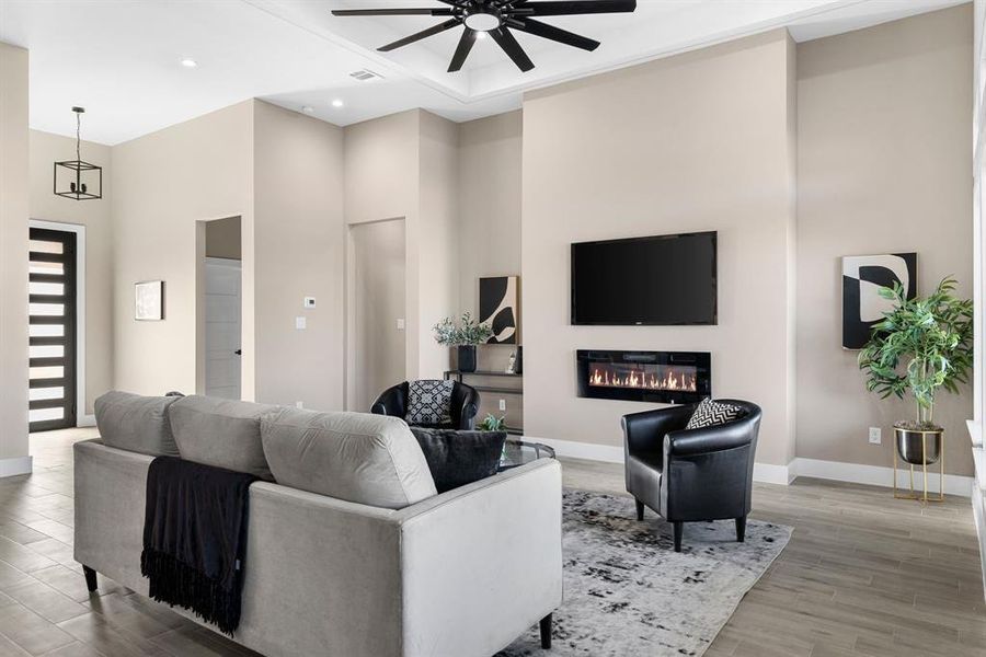 Living room with ceiling fan