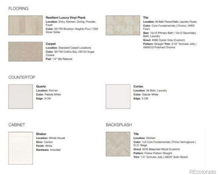 Design Selections. Home is currently under construction, selections subject to change.