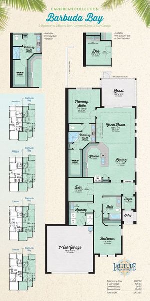 2D floor plan layout for the Barbuda Bay by Minto Communities in Latitude Margaritaville Hilton Head, Hardeeville, SC (Image 3). 2D floor plan layout for the Barbuda Bay by Minto Communities in Latitude Margaritaville Hilton Head, Hardeeville, SC (Image 3).