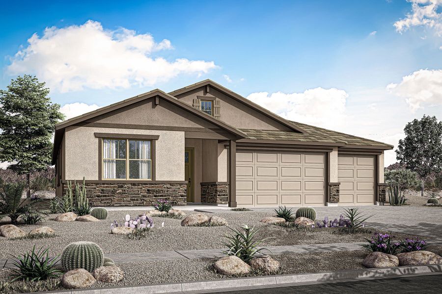 Representative exterior photo of a completed home built from the Crimson by Mattamy Homes in Miravida, Surprise, AZ (Image 21).