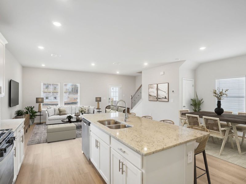 Furnished interior view inside a new home in Marshburn Landing - Bungalow Series, Wendell (Image 5). Furnished interior view inside a new home in Marshburn Landing - Bungalow Series, Wendell (Image 5).