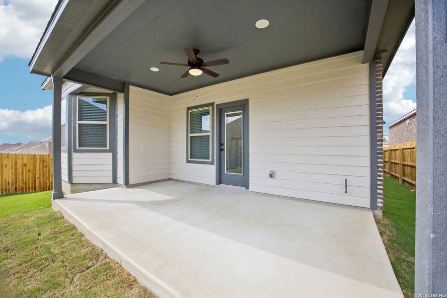 Exterior details and patio area of a home in Arcadia Ridge - Premier Series, San Antonio (Image 27).